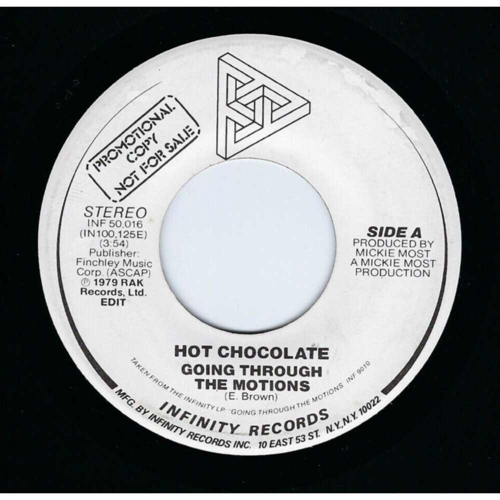 Hot Chocolate Promo 45 Going Through The Motions / Same on Infinity M- Disco